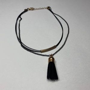 Black choker necklace with tassel